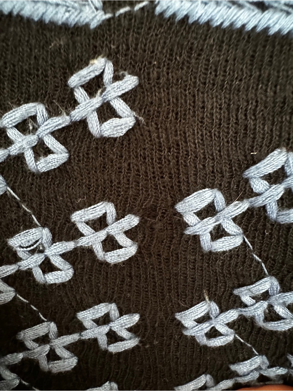 Johnny Was Black Draped Cardigan with Blue Geometric and Multicolor Floral Trim - Picture 10 of 11